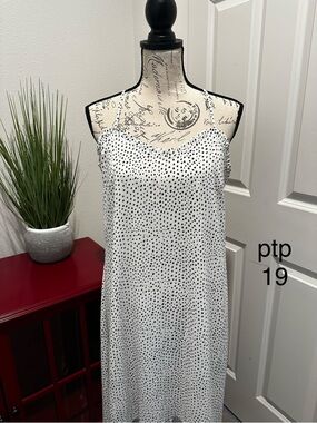 White Polka Dot Maxi Dress - Sleeveless Slip Style